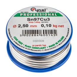 S POIWO LUTOWNICZE 97% SN, 3% CU, DRUT 2.5 MM, 100 G