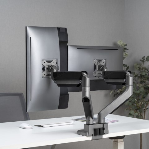 UCHWYT BIURKOWY NA DWA MONITORY UNIWERSALNY ERGO OFFICE, S PRĘŻYNA GAZOWA 17"-35" 15KG, VESA 75x75 / 100x100, ER-446 UCHWYT BIURKOWY NA DWA MONITORY UNIWERSALNY ERGO OFFICE, S PRĘŻYNA GAZOWA 17"-35" 15KG, VESA 75x75 / 100x100, ER-446