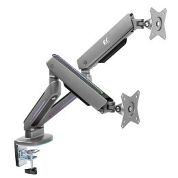 UCHWYT NA DWA MONITORY GAMINGOWY NANORS,  PODŚWIETLENIE LED RGB, 17-32