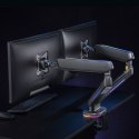 UCHWYT NA DWA MONITORY GAMINGOWY NANORS,  PODŚWIETLENIE LED RGB, 17-32", MAx. 9KG, VESA 75x75 / 100x100, RS166