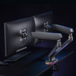 UCHWYT NA DWA MONITORY GAMINGOWY NANORS,  PODŚWIETLENIE LED RGB, 17-32