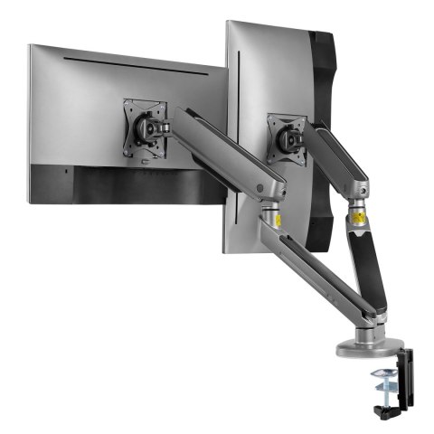 UCHWYT NA DWA MONITORY GAMINGOWY NANORS, PODŚWIETLENIE LED RGB, 17-32", MAx. 9KG, VESA 75x75 / 100x100, RS166 UCHWYT NA DWA MONITORY GAMINGOWY NANORS, PODŚWIETLENIE LED RGB, 17-32", MAx. 9KG, VESA 75x75 / 100x100, RS166