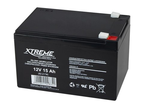 82-217# AKUMULATOR ŻELOWY 12V 15AH xTREME 152x100x95_6,5 82-217# AKUMULATOR ŻELOWY 12V 15AH xTREME 152x100x95_6,5