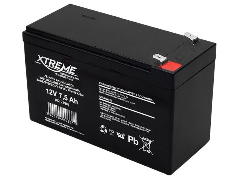 82-219# AKUMULATOR ŻELOWY 12V 7.5AH xTREME 153x95x67_6,5 82-219# AKUMULATOR ŻELOWY 12V 7.5AH xTREME 153x95x67_6,5