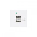 GNIAZDO USBx2 Z ŁADOWARKĄ MACLEAN,  PODWÓJNE, 2.1A FAST CHARGE, BIAŁE, MCE728W