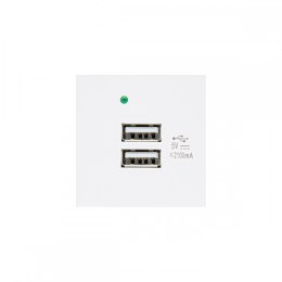 GNIAZDO USBx2 Z ŁADOWARKĄ MACLEAN,  PODWÓJNE, 2.1A FAST CHARGE, BIAŁE, MCE728W