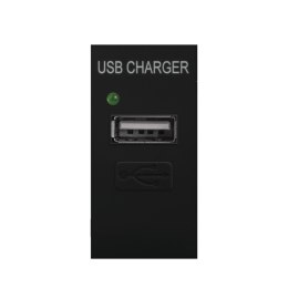 GNIAZDO USB Z ŁADOWARKĄ MACLEAN,  POJEDYNCZE, 1A, CZARNE, MCE727B