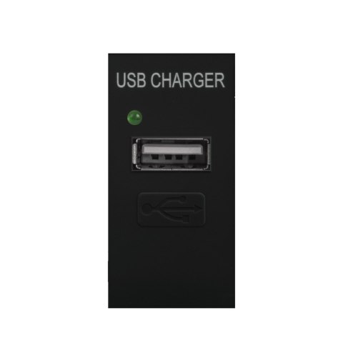 GNIAZDO USB Z ŁADOWARKĄ MACLEAN,  POJEDYNCZE, 1A, CZARNE, MCE727B