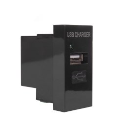 GNIAZDO USB Z ŁADOWARKĄ MACLEAN,  POJEDYNCZE, 1A, CZARNE, MCE727B