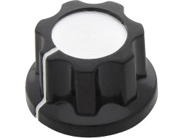8804# GAŁKA  POTENCJOMETRU BAKELITOWA CZARNA/SREBRNA ŚREDNICA 19MM