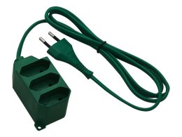 2586# PRZEDŁUŻACZ SIECIOWY  PS-362 3-GNIAZDA BEZ UZIEMIENIA 3M ZIELONY 2x0,75MM
