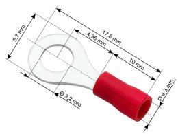 43-009# KONEKTOR OCZKOWY IZOLOWANY ŚRUBA 3,2 KABEL 4,3MM