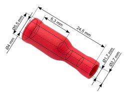 43-048# KONEKTOR IZOLOWANY GNIAZDO 4,0/24,5MM CZERWONY