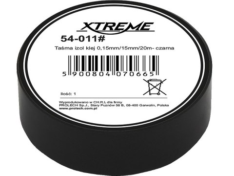 54-011# TAŚMA IZOLACYJNA KLEJĄCA 0,15MM/15MM/20M - CZARNA 54-011# TAŚMA IZOLACYJNA KLEJĄCA 0,15MM/15MM/20M - CZARNA