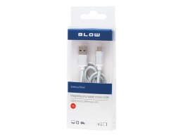 66-106# PRZYŁĄCZE USB A - MICRO B 1,0M MAGNETYCZNY SREBRNY BLISTER`