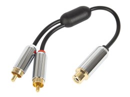 91-231# ROZGAŁĘŹNIK RCA:GNIAZDO-2WTYK METAL Z  PRZEWODEM 15CM