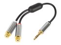 91-240# ROZGAŁĘŹNIK JACK: WTYK 3,5ST-2GNIAZDO RCA Z  PRZEWODEM 15CM METAL