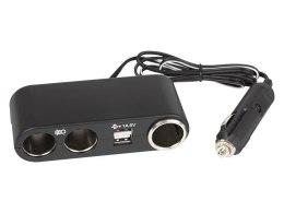 96-876# ROZGAŁĘŹNIK ZA PALNICZKI SAMOCHODOWEJ 1xWTYK/3xGNIAZDO+USB CS-33 KABEL