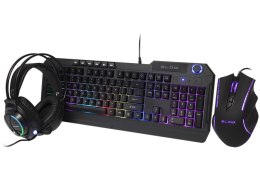 84-218# KLAWIATURA+MYSZ BLOW Z  PODŚWIETLENIEM LED CYBERGOD SŁUCHAWKI