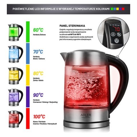 AD 1247 CZAJNIK SZKLANY 1,7 L Z REGULACJĄ TEM P. AD 1247 CZAJNIK SZKLANY 1,7 L Z REGULACJĄ TEM P.