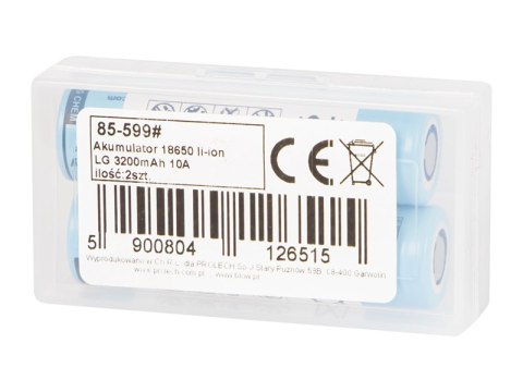 85-599# AKUMULATOR 18650 LI-ION LG 3200MAH 10A 3,6V + BOx 2SZT 85-599# AKUMULATOR 18650 LI-ION LG 3200MAH 10A 3,6V + BOx 2SZT