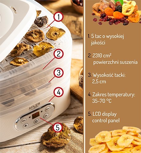 AD 6658 SUSZARKA DO GRZYBÓW, ZIÓŁ I ŻYWNOŚCI - DEHYDRATOR AD 6658 SUSZARKA DO GRZYBÓW, ZIÓŁ I ŻYWNOŚCI - DEHYDRATOR