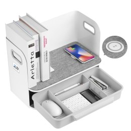 ORGANIZER BIURKOWY Z SZUFLADĄ I ŁADOWARKĄ BEZ PRZEWODOWĄ ERGO OFFICE, BIAŁY, MAx. 10KG, ER-441