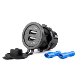 WODOOD PORNA ŁADOWARKA Z GNIAZDAMI 2x USB 12V 24V MOD-04 AMIO-02854