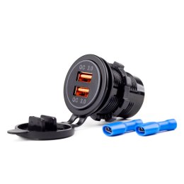 WODOOD PORNA ŁADOWARKA Z GNIAZDAMI 2x USB 12V 24V MOD-05 AMIO-02855