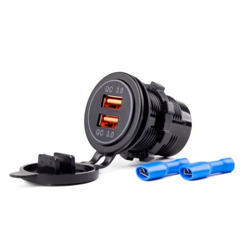 WODOOD PORNA ŁADOWARKA Z GNIAZDAMI 2x USB 12V 24V MOD-05 AMIO-02855 WODOOD PORNA ŁADOWARKA Z GNIAZDAMI 2x USB 12V 24V MOD-05 AMIO-02855