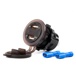 WODOOD PORNA ŁADOWARKA Z GNIAZDAMI I TESTEREM NA PIĘCIA 2x USB 12V 24V MOD-06 AMIO-02856