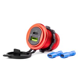 WODOOD PORNA ŁADOWARKA Z GNIAZDAMI USB + USB-C 12V 24V MOD-09 AMIO-02859