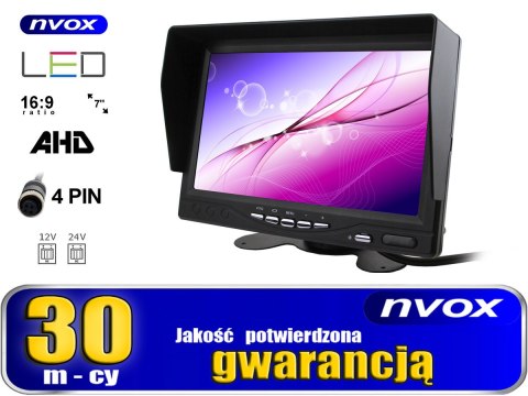 MONITOR SAMOCHODOWY LCD 7CALI 4 PIN 12V 24V ORAZ 1 KAMERA MONITOR SAMOCHODOWY LCD 7CALI 4 PIN 12V 24V ORAZ 1 KAMERA