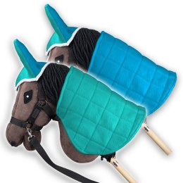 DERKA DWUSTRONNA I NAUSZNIKI SKIPPI DLA HOBBY HORSE - NIEBIESKA - ZIELONA