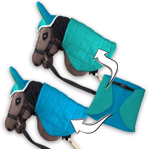 DERKA DWUSTRONNA I NAUSZNIKI SKIPPI DLA HOBBY HORSE - NIEBIESKA - ZIELONA DERKA DWUSTRONNA I NAUSZNIKI SKIPPI DLA HOBBY HORSE - NIEBIESKA - ZIELONA