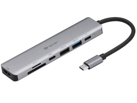 ADAPTER TRACER A-2, USB TY PE-C Z CZYTNIKIEM KART, HDMI 4K, USB 3.0, PDW 60W ADAPTER TRACER A-2, USB TY PE-C Z CZYTNIKIEM KART, HDMI 4K, USB 3.0, PDW 60W