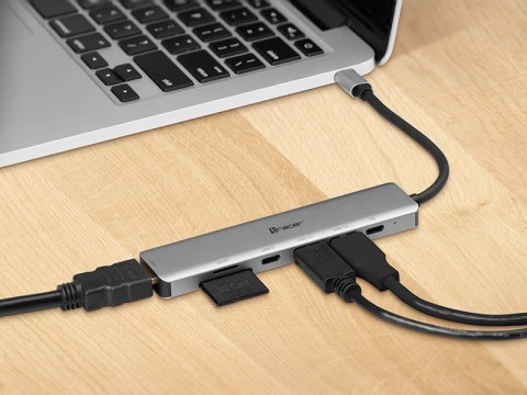 ADAPTER TRACER A-2, USB TY PE-C Z CZYTNIKIEM KART, HDMI 4K, USB 3.0, PDW 60W ADAPTER TRACER A-2, USB TY PE-C Z CZYTNIKIEM KART, HDMI 4K, USB 3.0, PDW 60W