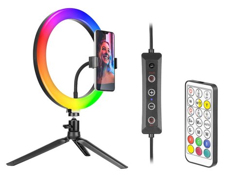 LAM PA PIERŚCIENIOWA TRACER RGB RING 26CM ZE STATYWEM LAM PA PIERŚCIENIOWA TRACER RGB RING 26CM ZE STATYWEM