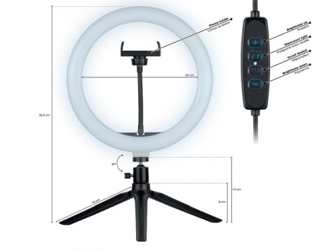 LAM PA PIERŚCIENIOWA TRACER RING 26CM Z MINI STATYWEM LAM PA PIERŚCIENIOWA TRACER RING 26CM Z MINI STATYWEM