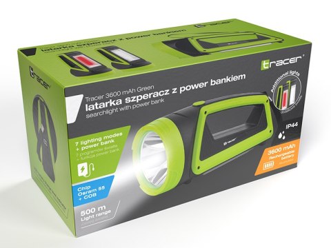 LATARKA TRACER SZ PERACZ 3600MAH GREEN Z POWER BANKIEM LATARKA TRACER SZ PERACZ 3600MAH GREEN Z POWER BANKIEM