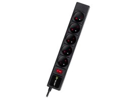 LISTWA ZASILAJĄCA TRACER POWERGEAR 1.5 M BLACK (5 GNIAZD)