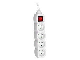 PRZEDŁUŻACZ TRACER POWERCORD 3,0M (4 GNIAZDA, WYŁĄCZNIK, WHITE)