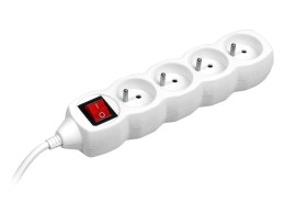 PRZEDŁUŻACZ TRACER POWERCORD 3,0M (4 GNIAZDA, WYŁĄCZNIK, WHITE)