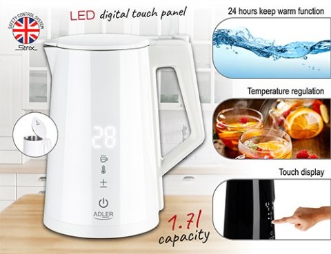 AD 1345 WHITE CZAJNIK METALOWY LED Z REGULACJĄ TEM PERATURY 1,7L STRIx AD 1345 WHITE CZAJNIK METALOWY LED Z REGULACJĄ TEM PERATURY 1,7L STRIx