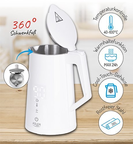 AD 1345 WHITE CZAJNIK METALOWY LED Z REGULACJĄ TEM PERATURY 1,7L STRIx AD 1345 WHITE CZAJNIK METALOWY LED Z REGULACJĄ TEM PERATURY 1,7L STRIx