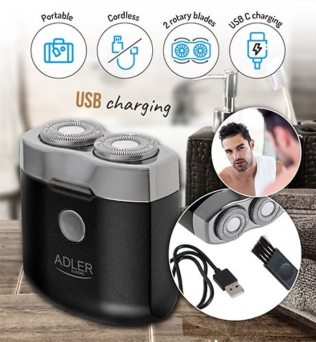 AD 2936 GOLARKA PODRÓŻNA 2 GŁOWICOWA Z USB AD 2936 GOLARKA PODRÓŻNA 2 GŁOWICOWA Z USB