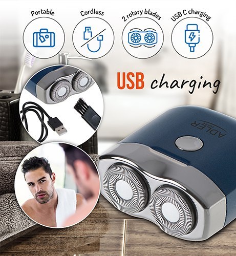 AD 2937 GOLARKA PODRÓŻNA 2 GŁOWICOWA Z USB AD 2937 GOLARKA PODRÓŻNA 2 GŁOWICOWA Z USB
