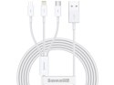 BASEUS KABEL USB 3W1 SU PERIOR SERIES, USB DO MICRO USB / USB-C / LIGHTNING, 3.5A, 1.2M (CAMLTYS-02) BIAŁY