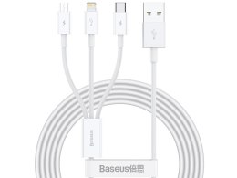 BASEUS KABEL USB 3W1 SU PERIOR SERIES, USB DO MICRO USB / USB-C / LIGHTNING, 3.5A, 1.2M (CAMLTYS-02) BIAŁY