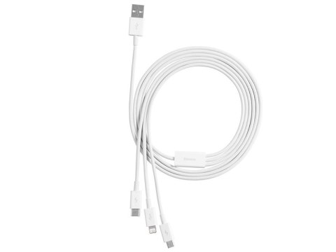 BASEUS KABEL USB 3W1 SU PERIOR SERIES, USB DO MICRO USB / USB-C / LIGHTNING, 3.5A, 1.2M (CAMLTYS-02) BIAŁY BASEUS KABEL USB 3W1 SU PERIOR SERIES, USB DO MICRO USB / USB-C / LIGHTNING, 3.5A, 1.2M (CAMLTYS-02) BIAŁY